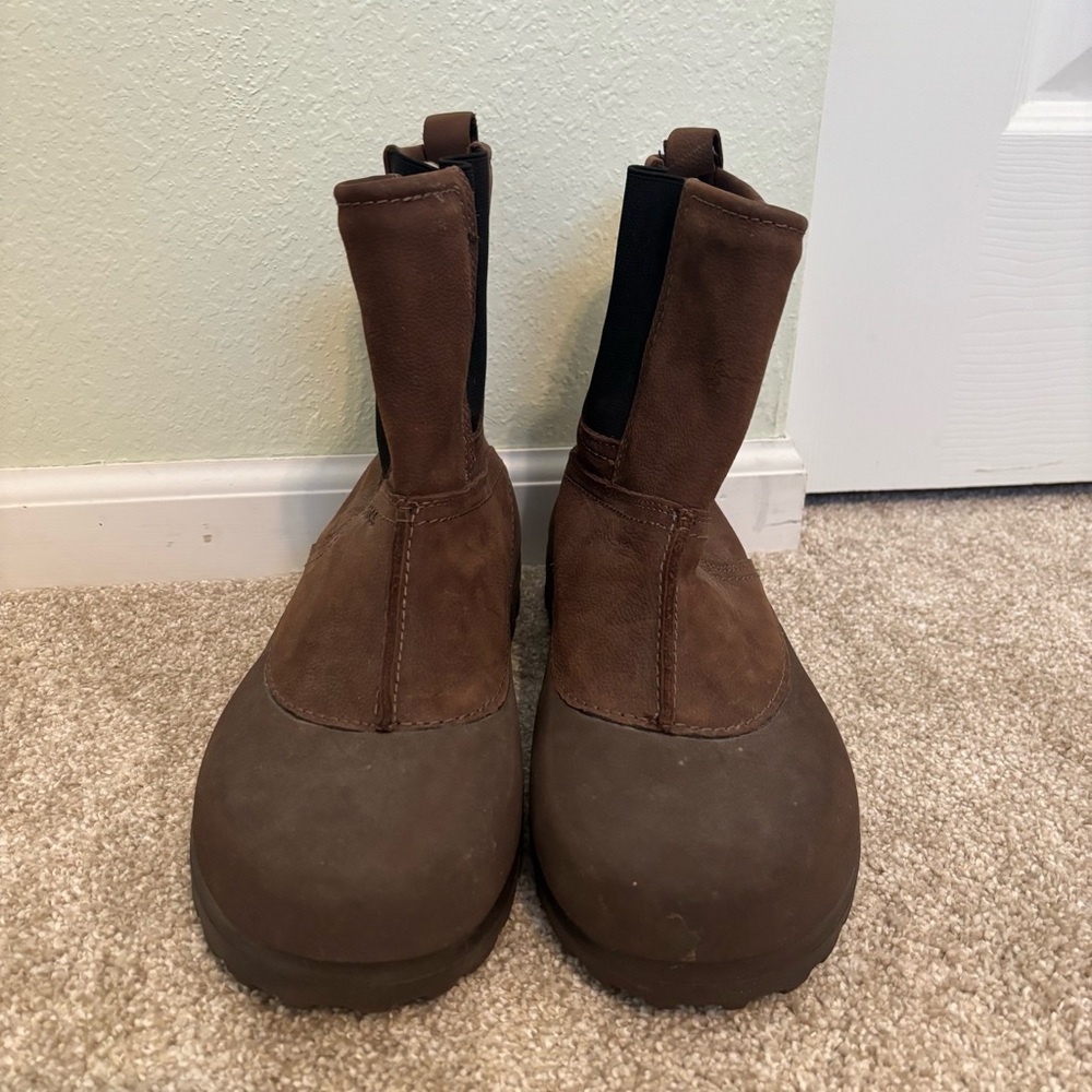 Crocs Greeley Slip On Sherpa Lined Leather Boots In Brown Men’s Size 8 - Picture 2 of 7
